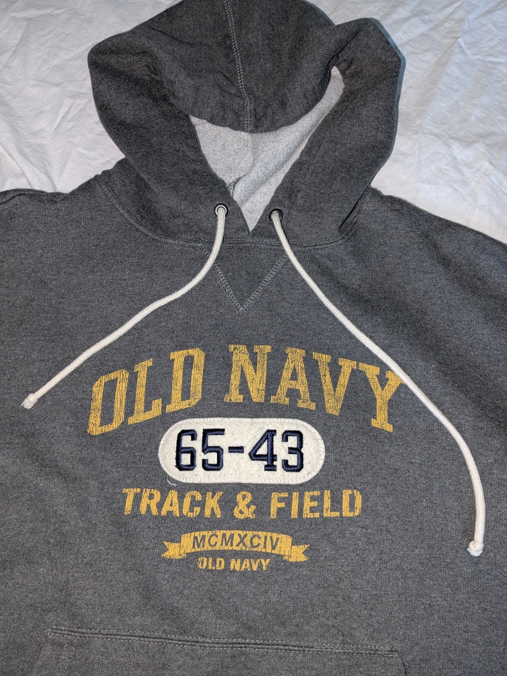 Y2K Vtg Old Navy Gray Hoodie Sweatshirt 42 Inch Chest Track Field Men's Unisex
